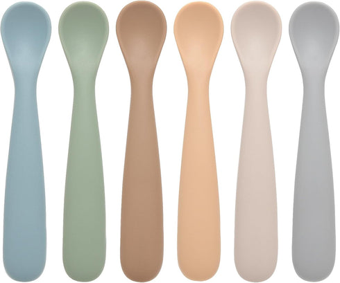 Baby Spoons, 6 Pack First Stage Silicone Baby Feeding Spoons, Soft Tip Feeding Baby Utensils, Baby Led Weaning Supplies Training Spoons, Dishwashe...