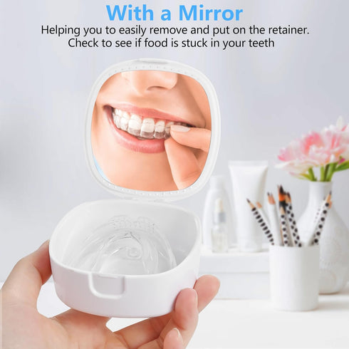 Retainer Case,Mouth Guard Case,Denture Case,Orthodontic Aligner Case With Mirror and Ventilation Holes Night Guard Case,Setting Sun...