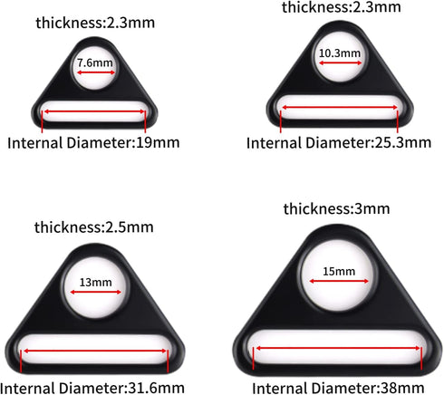 12Pcs 3/4" Triangle Buckle Adjuster D Ring for Strap purse bag hardware accessories...