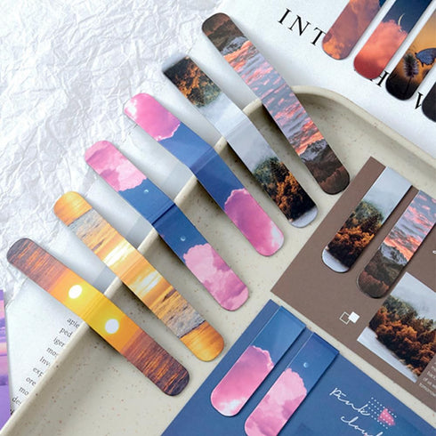 Magnetic Book Markers Landscape Magnetic Bookmarks Magnet Page Markers Set Assorted Book Marks for Students Reading (QS241)...