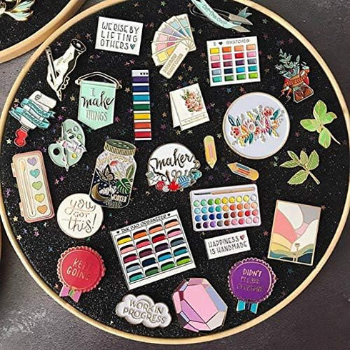 Wall Hanging Brooch Jewelry Storage Display Stand Enamel Pin Display Holder Earrings Necklace Glitter Pin Display Board with stars, Pin Collection...