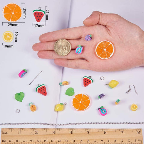 SUNNYCLUE 1 Box DIY 7 Pairs Thanksgiving Day Harvest Themed Earrings Polymer Clay Cluster Fruit Dangle Earring Making Kits Polymer Clay Fruit Bead...
