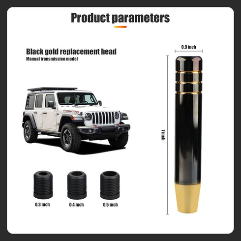 1 PC Polished Aluminum Car Gear Stick Lever Shift Knob, 7" Car Gear Long Handle Weighted Shifter Knob with 3 Threaded Adapters Fit Most Automatic ...