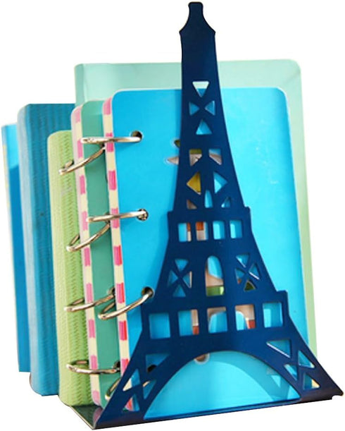 Winterworm Stylish Modern Paris Eiffel Tower Metal Decorative Bookend Book End Book Organizer for Library School Office Home Desk Study Gift(Blue)...