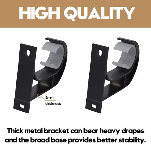 AddGrace Ceiling Curtain Rod Bracket, Heavy Duty Curtain Rod Holder with Plastic Buckle, Aluminum Alloy, Window Hardware Fit up to 1-2/16 Inch, Se...
