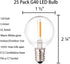 G40 Led Replacement Light Bulbs, 0.6W Shatterproof Globe Bulb, E12 Candelabra Base, 1.5 Inch Dimmable G40 Led Bulbs for Outdoor String Lights, Pat...