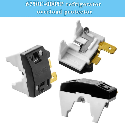 Mudder QP2-4.7 PTC Starter Relay 1 Pin Refrigerator Starter Relay and 6750C-0005P Overload Protector Compatible with LG Refrigerator Compressor, 2...
