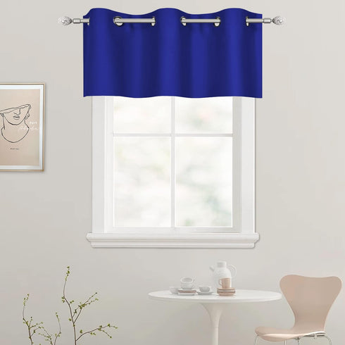 Royal Blue Valances for Bedroom Solid Blackout Thermal Insulated Cobalt Blue Valances for Windows for Living Room Kitchen Loft Grommet Top 1 Panel...
