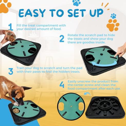 Rotatable Dog Nail Scratch Board with Hidden Treats Compartment, 3 in 1 Dog Nail Care Solution, Dog Scratch Pad for Nails, Nail Filing Board for D...