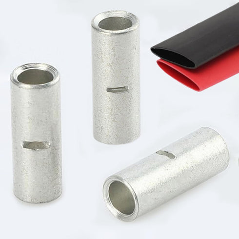 8 Gauge Non-Insulated Butt Connectors 40 PCS Butt Splice Connectors 8 AWG Marine Grade Tinned Copper Butt Splice Terminals 8mm² Seamless Uninsulat...