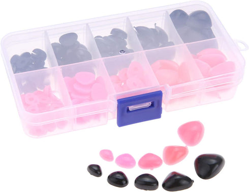Yetaha 150PCS Plastic Nose, 5 Sizes Craft Triangle Nose for Stuffed Animals Doll, Bear, Dog, Puppet DIY Making, Black&Pink...