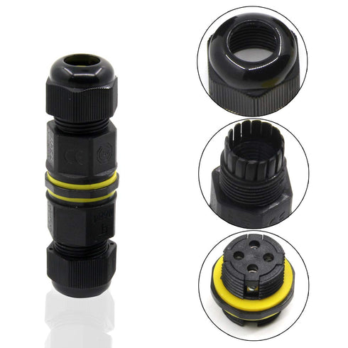 Junction Box Outdoor Underground Waterproof IP68 Electrical Cable Connector 2 Way Plug Wire Range 4 to 12mm 2 or 3 or 4-Pin External Cord Boxes 2 ...
