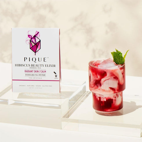Pique Organic Hibiscus Tea Crystals - Powerful Antioxidants and Caffeine-Free Herbal Tea, Real Egyptian Flower for Glowing Skin - 14 Single Serve ...