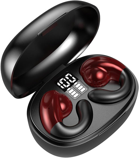 Open Ear Headphones Head Set Bluetooth Induction Earphones Wireless Ear Clips Ear Buds Bone Conducting Conduction Clip On Headphones Open Ear Earb...