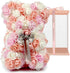 Hand Made Artificial Flowers Rose Bear Pure Color for Valentine Birthday and Mother's Day with a 10" Pink Gift Box (Multi Color-Peach Love)...
