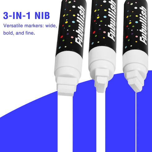 Windows Markers for Car, 5 Pack Washable Glass Pen, 15mm Jumbo White Paint Liquid Chalk Markers for Auto, Chalkboard, Blackboard, Bistro, Menus an...