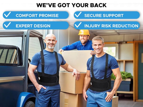 Adjustable Lower Back Support Belt with Suspenders - Heavy Duty Work Brace for Men & Women - Industrial Strength Lumbar Protection for Constructio...