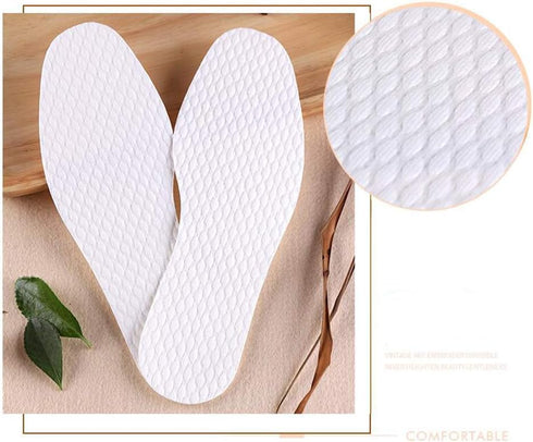 10Pairs(Non-Sticky) White Disposable Breathable Slim Barefoot Insoles Natural Sweat Insoles Feet Solution Treatment Shoe Insert Pads for Walking J...