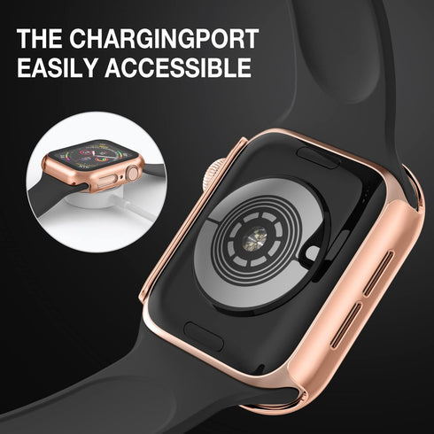 Apple Watch Series 9 & 8 & 7 45mm Case with Built-in Tempered Glass Screen Protector, Ultra-Thin Bumper Full Cover Hard PC Protective Case for iWa...