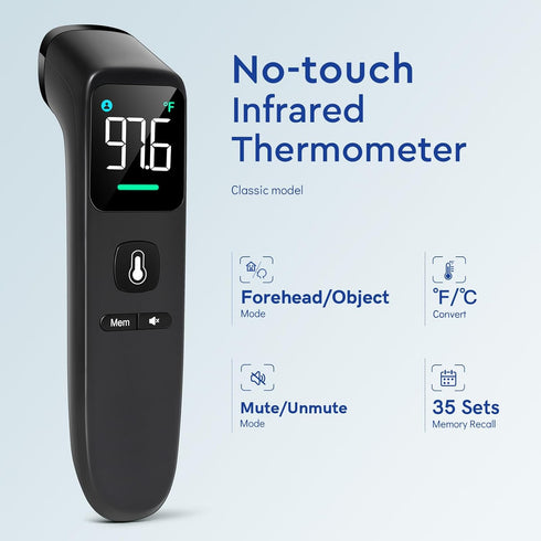 No-Touch Thermometer for Adults and Kids - Digital Forehead Thermometer with High Accuracy, Ultra Clear LEDScreen and Fever Alarm, FSA HSA Eligibl...