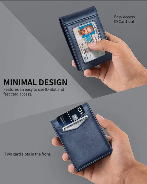Slim Money Clip, Men's Wallet-Front Pocket Card Holder Bifold RFID Blocking (Black)...