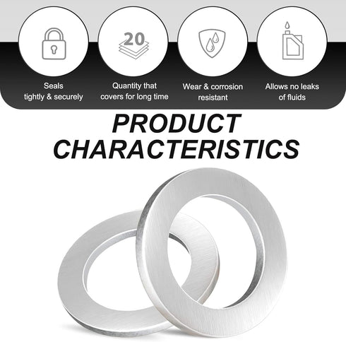 Pack-20 Oil Drain Plug Gasket, Washer Crush Seal, Automobile Replacement Accessories, Compatible with Honda 9410914000 (Silver)...