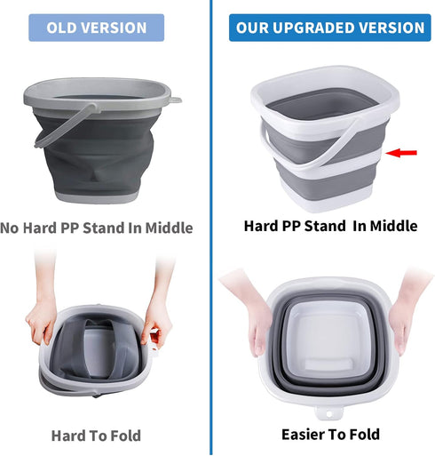 Collapsible Bucket, 5L 1.3Gallon Small Cleaning Mop Buckets for Household Outdoor Car Washing Tub Plastic Foldable Portable Camping Beach Sand Wat...