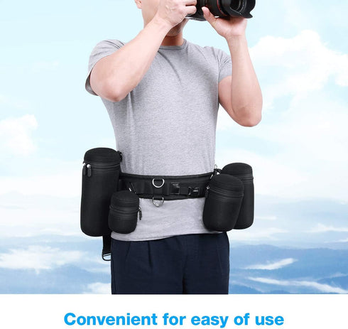 Powerextra 4x Zipper Lens Case Lens Pouch Bag with Thick Protective Neoprene for DSLR Camera Lens Fit for CA Nikon Sony Olympus Panasonic Includes...