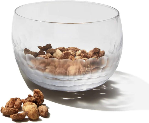 Amehla 18-ounce Nut Bowl, Snack Jar and Candy Dish with Hammered Finish, Handblown Glass End Table Piece...
