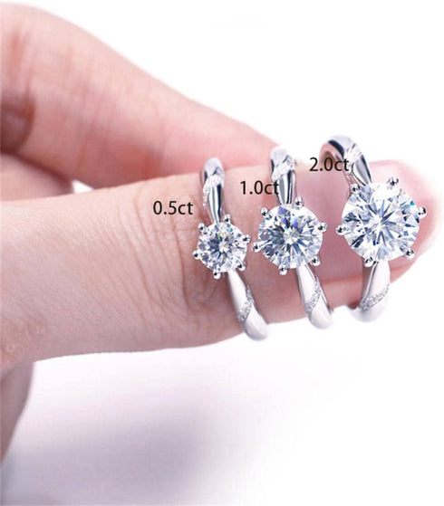 0.5 CT Round Moissanite Engagement Rings for Women 925 Silver Plated 18K White Gold Solitaire Band DEF Color VVS Clarity Moissanite Wedding band...