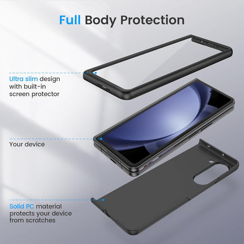 Ruky for Samsung Galaxy Z Fold 5 Case, Full Body Cover with Built-in Screen Protector, Support Wireless Charging Hard PC Slim Protective Case for ...