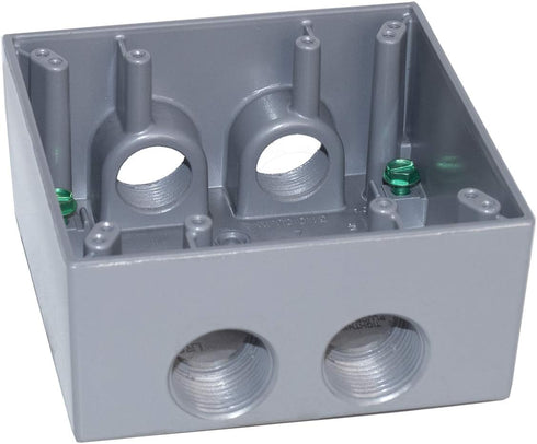 Sigma Electric, Gray, Size Sigma Engineered Solutions, 14353-5 3/4-Inch 5 Hole 2-Gang Box...
