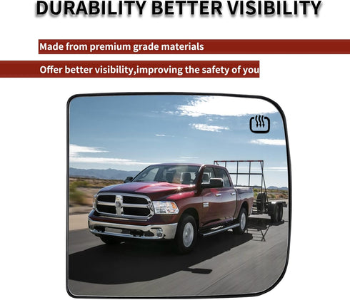 Passenger Right Side Mirror Replacement for Dodge Ram 1500 2500 3500 4500 5500 2009 2010 2011 2012 2013 2014 2015 2016 2017 2018 2019 2020 - Rearv...