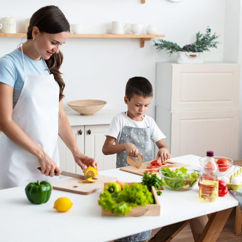 Whaline Wooden Kids Knife Set Cute Bear Wooden Cutting Board and Safe Wooden Kids Knife Natural Thick Montessori Knife for Kids Toddlers Kitchen T...