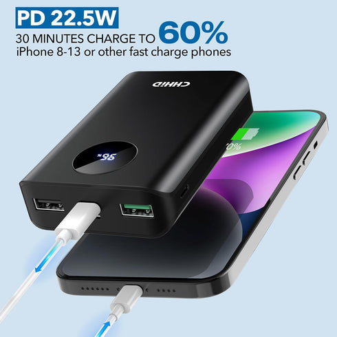 5V 2A Heated Vest Battery Pack,LCD Display Power Bank Heated Jacket,PD 22.5W Fast Charging 10000mAh Portable Charger,Battery Phone Charger for iPh...