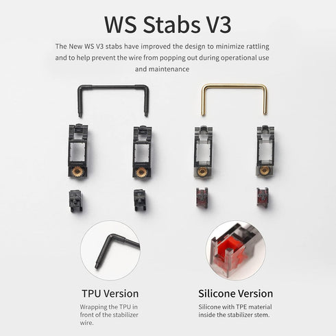 MELETRIX WS V3 Stabs TPU Version PCB Mount Screw-in Stabilizers 2u 6.25u 7u Stabilizers Mechanical Keyboard Screw Stabilizers...