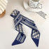 Retro small silk scarf girl heart spring and summer narrow ribbon headband headband bag decoration long scarf headdress (blue hair band 5pcs)...