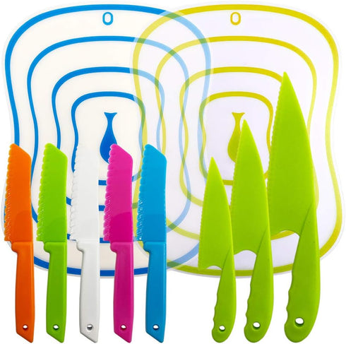 Sonku 10 Packs Kitchen Knife Set, Cooking Knives with Cutting Boards for Kids and Adults -Multi Colors...