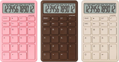 UNIONE Pocket & Desktop Pink Calculator with a Bright LCD, Dual Power Handheld Desktop. Color. Business, Office, High School...