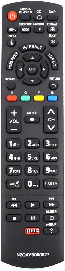 ZdalaMit N2QAYB000827 Replacement Remote Control fit for Panasonic TV TC-50PS64 TC-65PS64 TC-P42S60 TC-P50S60 TC-P55S60 TC-P60S60 TC-P65S60 TC50PS...
