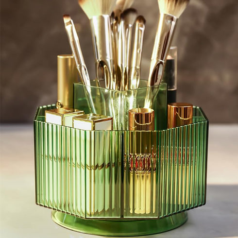 360° Rotating Makeup Brush Holder, Large Capacity Makeup Brush Organizer, 5 Slots Makeup Brushes Cup, Cosmetic Brush Storage for Vanity Bathroom C...