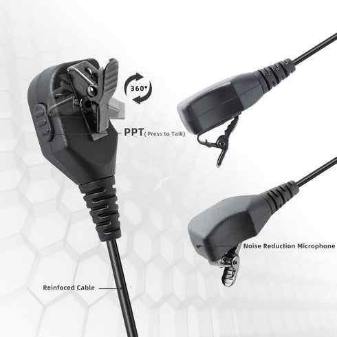 2-wire K-plug Earpiece Walkie Talkie Headset with Mic Transparent Acoustic Tube Compatible with KENWOOD?Baofeng and Retevis Two-Way Radios for Pol...