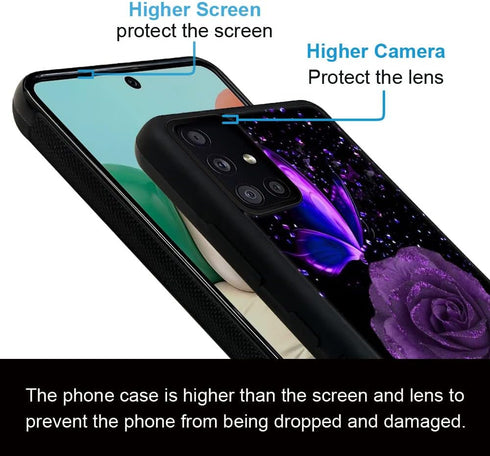ZHEGAILIAN Case Compatible with Samsung Galaxy A03S 4G Case,Starry Purple Rose Butterfly Galaxy A03S 4G Cases for Girls,[Non-Slip Shock Absorption...