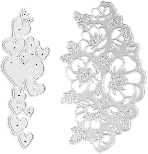 Valentine's Flower Metal Cutting Dies Stencil Template Molds, Love Flowers Embossing Tool Die Cuts for Card Making Album Paper Scrapbooking DIY Et...