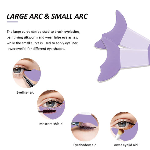 Eyeliner Stencils 4Pcs Reusable Silicone Eyeliner Aid Mascara Shield Eyeliner Eyelash Eyeshadow Lipstick Applicator Guide Tool Multifunctional Eye...