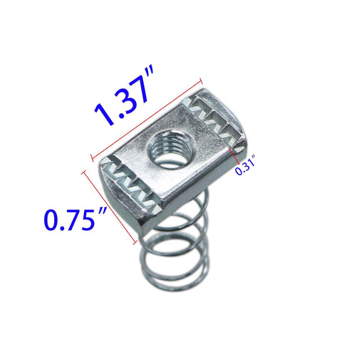 Strut Channel Nuts, 3/8-16 Spring Channel Nuts with Zinc Electroplate Finish, Long Spring Nuts Great for Use with Strut Channel (10 Pack)...