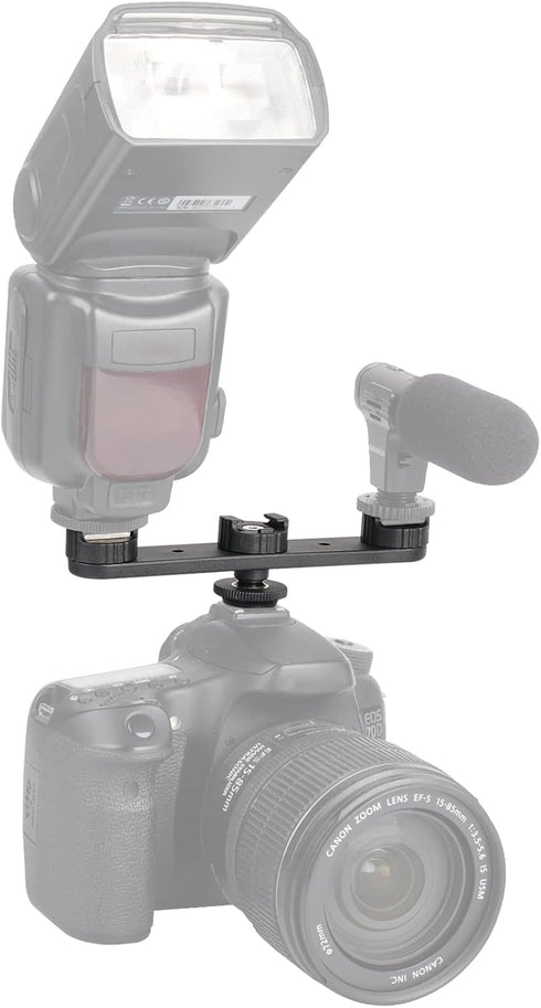 ChromLives Cold Shoe Mount Triple Shoe Mount Extension Bar Hot Shoe Adapter Camera Bracket with 1/4 Screw for Tripod/Microphone/LED Light Compatib...