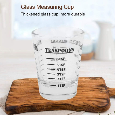 Maxmartt Measuring Shot Glass, Measuring Cup 4 Scales 1ounce 30ml Small Glass Measuring Cup Oz/Ml/Teaspoon/Tablespoon Kitchen Tool with Ounces Mil...