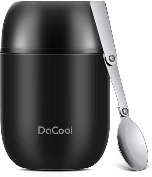 DaCool Insulated Lunch Container Insulated Food Jar 16 oz Stainless Steel Vacuum Bento Hot Lunch Box for Kids with Spoon Leak Proof Hot Cold Food ...