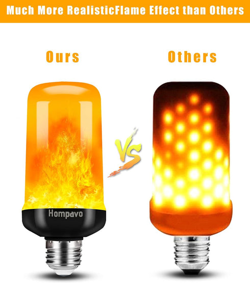 Hompavo ?Upgraded? LED Flame Light Bulbs, 4 Modes Flickering Light Bulbs with Upside Down Effect, E26/E27 Flame Bulb for Halloween, Christmas, Par...
